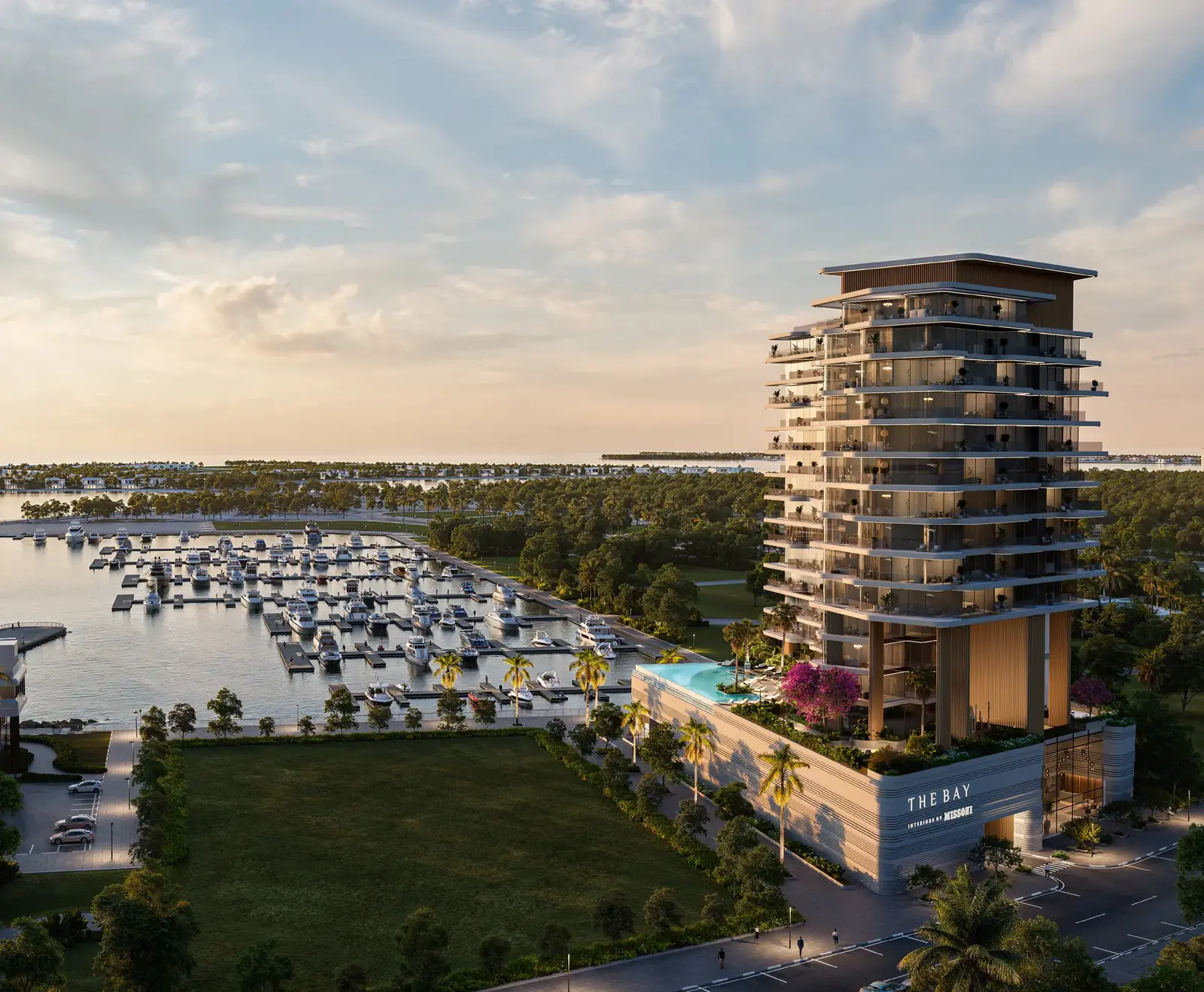 The Bay Interiors by Missoni beside the Island A yacht marina, Dubai Islands